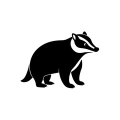 Obraz premium Black American Badger Silhouette Walking on White Background Minimalist Wildlife Art