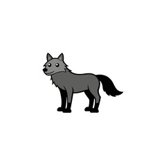 Obraz premium Gray Wolf Silhouette Standing Alone on White Background Minimalist Wildlife Art
