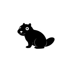 Obraz premium Black Beaver Silhouette Sitting on White Background Minimalist Vector Illustration