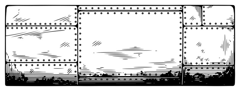 Riveted metal armor plates texture background with industrial details