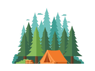 Obraz premium Camping in the Woods A Tranquil Forest Escape with Tent
