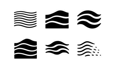 Set of abstract wave icons representing water, wind, and flow in a minimalist style