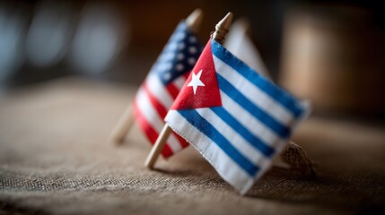 Cuba and usa flags showing international diplomacy and relations