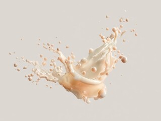 Dynamic Creamy Liquid Splash with Droplets