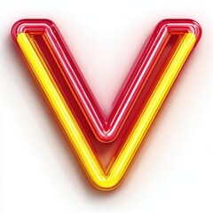 Vibrant Neon Letter V Alphabet Glow