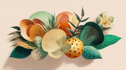 Abstract Botanical Art in Earthy Tones