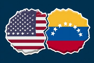 United states venezuela flags forming a broken bond