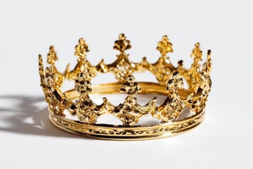 Golden Royal Crown on White Background