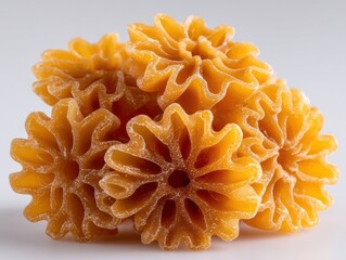 Uncooked Gigli Pasta Pile Close-up