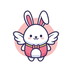 Obraz premium Adorable Cartoon Rabbit with Wings Illustration