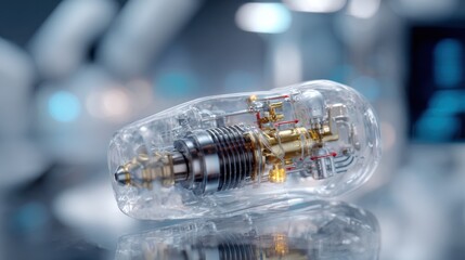 Image of a hybrid multiunit prosthesis assembly on a dental implant model featuring clear details of the composite materials and an indistinct softly blurred background.