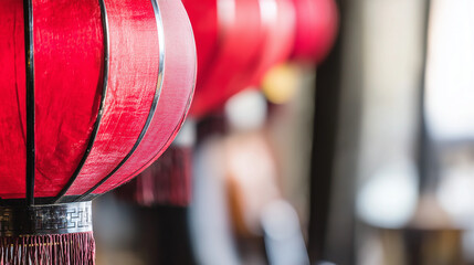 Red Chinese lanterns traditionally used for festivals and celebrations, carefully stored and wrapped in fabric. Symbol of culture, tradition, and festive decoration associated with Chinese New Year an