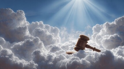 Divine Justice Gavel in Heavenly Clouds