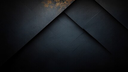 dark overlapping geometric panels with ribbed textures, diagonal cuts and subtle gold flecks, moody sleek minimal background evoking modern elegance