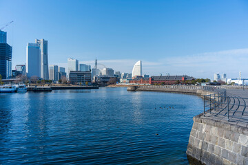 Obraz premium 冬の横浜港 象の鼻パーク