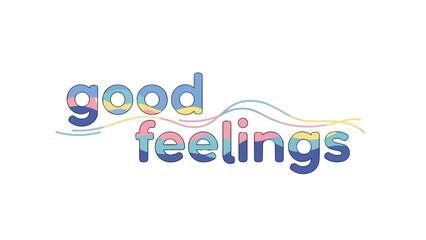 Obraz premium Playful lettering art showcasing uplifting vibes through soft pastel hues and organic wavy graphics
