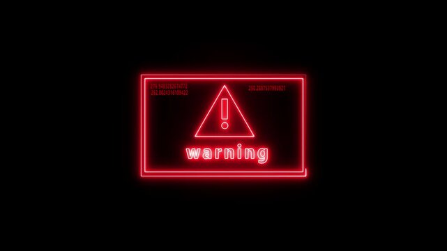 Neon System warning message hacked alert Blackmailing virus Countdown until deletion Virus and Scam, System warning hacked Alert,risk of webside on background...