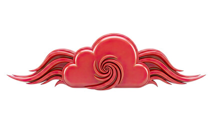 Red Swirling Cloud with Wings