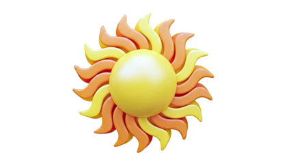 Stylized 3D Sun Icon with Orange and Yellow Rays