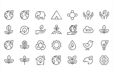 Fototapeta premium Renewable Energy and Conservation Icons for Ethical Business Branding