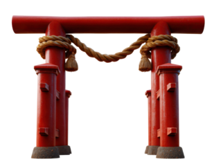 Traditional japanese torii gate with decorative rope