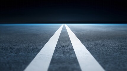 Fresh white lines stretch across the textured surface of a tennis court, framing the scene as the sun sets, creating a calm and inviting atmosphere for the upcoming game