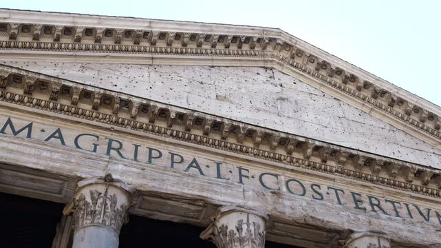 pantheon temple rome inscription walls arches temple&rsquo;s entrance front view architectural grandeur cultural heritage monumental architecture roman landmark 