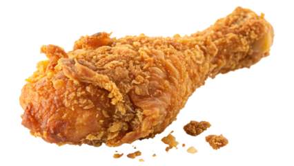 Crispy fried chicken leg on black background