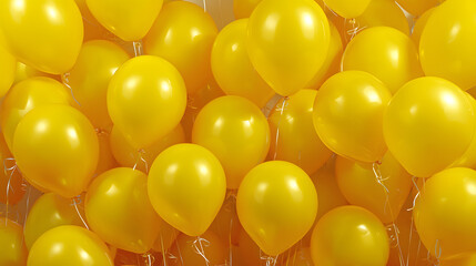 Inflatable yellow helium balloons party background
