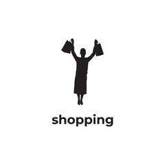 simple black shopping woman vector design