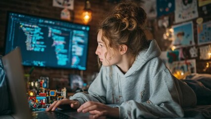 Teen Girl Coding Passion - Empowerment in STEM