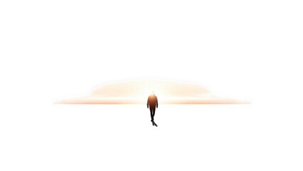 Dramatic UFO abduction scene with glowing light and mysterious figure