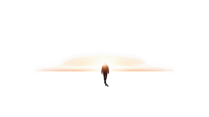 Dramatic UFO abduction scene with glowing light and mysterious figure