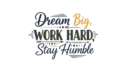 Inspirational motivational quote with dream big work hard stay humble