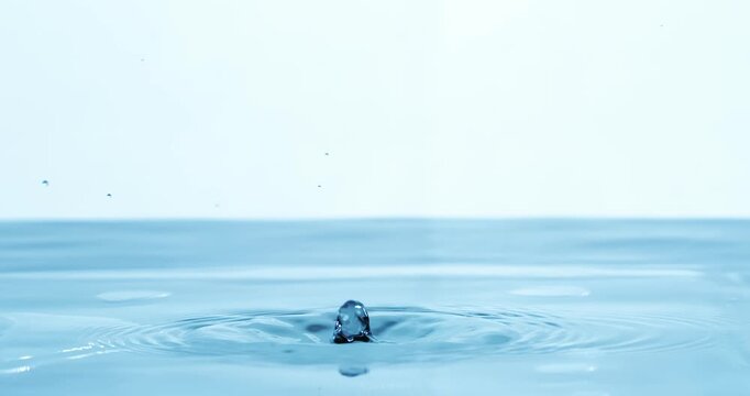 Water Drops close-up of water falls in a super slow motion. Shot on super slow motion camera 1600 fps.