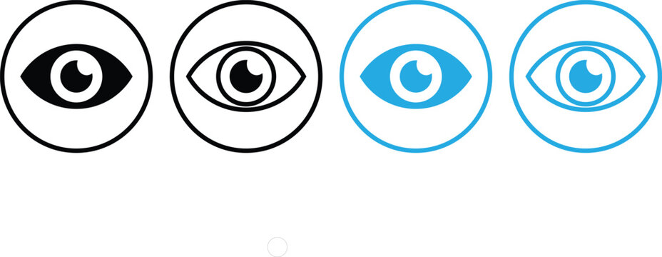 Eye icon set. Vision and sight symbols. View sign. Optical and watch design. 
Watch icon set. Eye look symbols. Visibility sign
