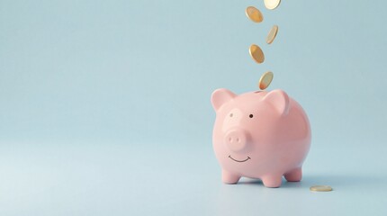 Cute pink piggy coin bank minimalist studio digital illustration cheerful environment close-up view savings concept