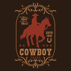 Cowboy silhouette on horseback