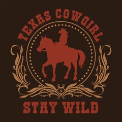 Texas cowgirl on horseback