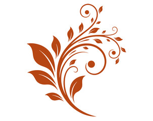 Elegant orange colored abstract floral swirl decorative element beautiful curved botanical design isolated vector illustration