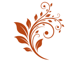 Elegant orange colored abstract floral swirl decorative element beautiful curved botanical design isolated vector illustration