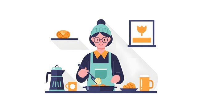 A person preparing coffee in a modern kitchen with various coffee-making equipment and ingredients surrounding them