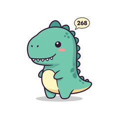 Fototapeta premium Cute Cartoon Dinosaur with Speech Bubble - Vector Illustration