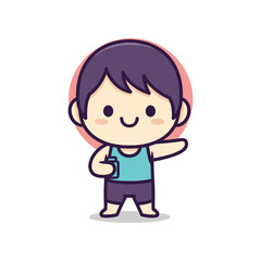 Obraz premium Cartoon Boy Giving Thumbs Up Illustration