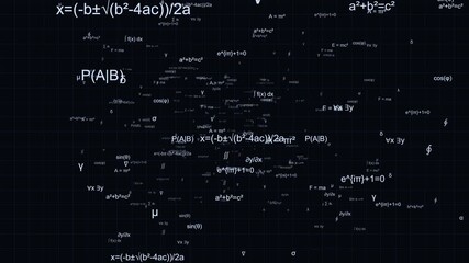 Digital Mathematical Equations Fly-Through 4K Seamless Loop - Powered by Adobe