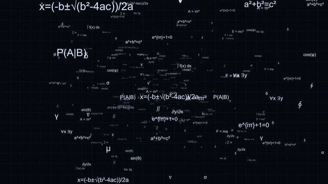 Digital Mathematical Equations Fly-Through 4K Seamless Loop