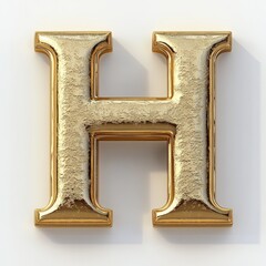 shiny textured gold letter h with beveled edges and soft shadow on a clean white background, evoking luxury and elegance