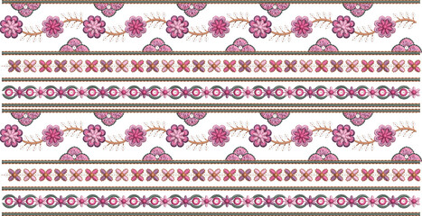 New art work Neck line shirt motif bunch lace border Embroidery Design Pattern Patch floral ornament textile ethnic flowers and leafs plants colur full design seleves and patti Embroidery design