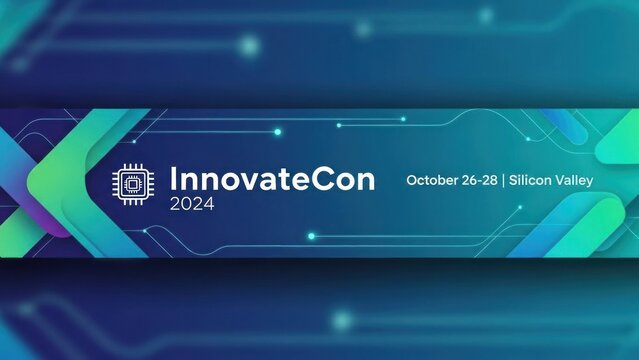 A blue and green abstract digital design with a futuristic circuit board pattern and a white background. - Powered by Adobe