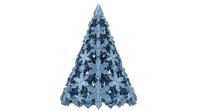 Stylized Christmas tree design made from abstract frozen blue snowflakes element isolated PNG with Transparent Background - Powered by Adobe